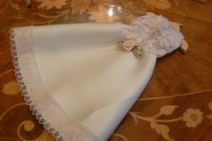 White satin dress with pink lace bodice- 12th Scale