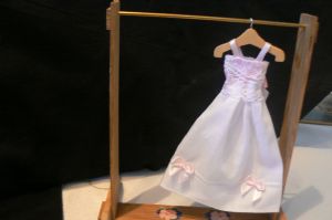 Handmade 12th Scale Dress White/Pink