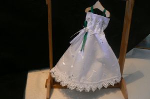 12th scale handmade dress white/green