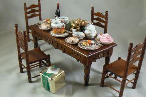 Dressed  Dining Room Table and Chairs