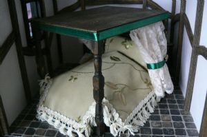Handmade Miniature Wooden Tudor Bed