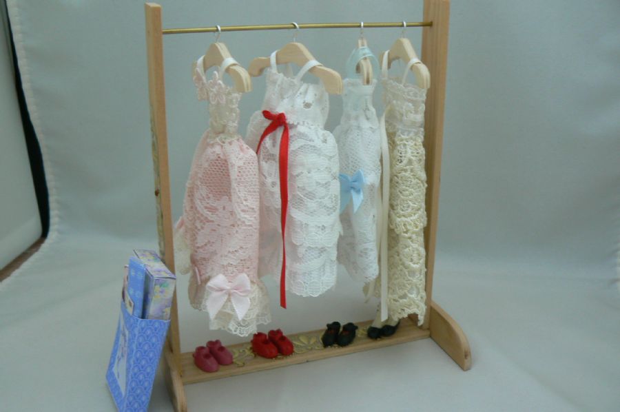 Dolls house Handmade Dress Rail and Bridesmaid Dresses