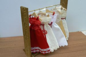 Handmade Dress Rail with Dresses - Red/Gold