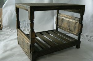 Handmade Miniature Wooden Tudor Bed
